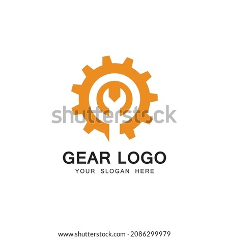 Wrench and Gear Cogwheel Icon Vector Flat Design