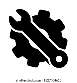 Wrench and Gear Cogwheel Vector Icon. settings illustration symbol. configuration sign. options logo.