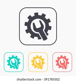 Wrench and gear color icon set, vector illustratoon