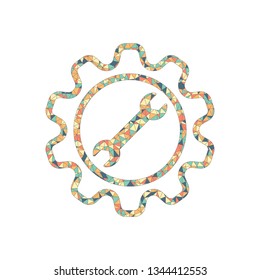 wrench in gear. Colored mosaic with polygons
