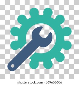 Wrench And Gear Customization Tools icon. Vector illustration style is flat iconic bicolor symbol, cobalt and cyan colors, transparent background. Designed for web and software interfaces.