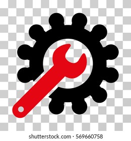 Wrench And Gear Customization Tools icon. Vector illustration style is flat iconic bicolor symbol, intensive red and black colors, transparent background. Designed for web and software interfaces.