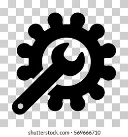 Wrench And Gear Customization Tools icon. Vector illustration style is flat iconic symbol, black color, transparent background. Designed for web and software interfaces.