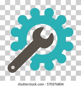 Wrench And Gear Customization Tools icon. Vector illustration style is flat iconic bicolor symbol, grey and cyan colors, transparent background. Designed for web and software interfaces.