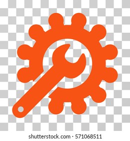 Wrench And Gear Customization Tools icon. Vector illustration style is flat iconic symbol, orange color, transparent background. Designed for web and software interfaces.