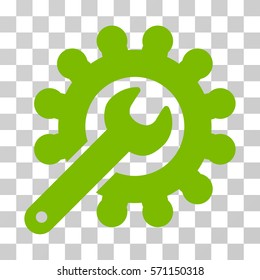 Wrench And Gear Customization Tools icon. Vector illustration style is flat iconic symbol, eco green color, transparent background. Designed for web and software interfaces.