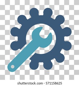 Wrench And Gear Customization Tools Icon. Vector Illustration Style Is Flat Iconic Bicolor Symbol, Cyan And Blue Colors, Transparent Background. Designed For Web And Software Interfaces.