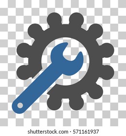 Wrench And Gear Customization Tools icon. Vector illustration style is flat iconic bicolor symbol, cobalt and gray colors, transparent background. Designed for web and software interfaces.