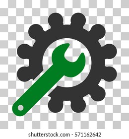 Wrench And Gear Customization Tools icon. Vector illustration style is flat iconic bicolor symbol, green and gray colors, transparent background. Designed for web and software interfaces.
