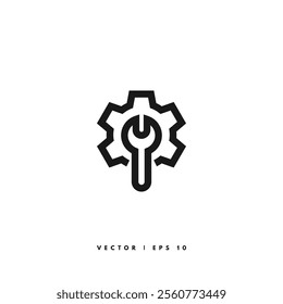 Wrench Gear Icon. Editable Stroke
