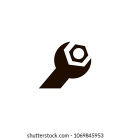 wrench and gear icon. flat design