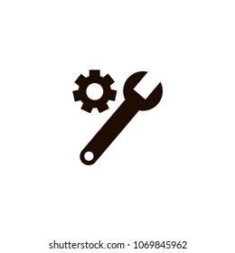 wrench and gear icon. flat design