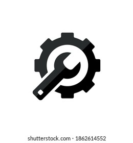 wrench and gear icon of glyph style design vector template