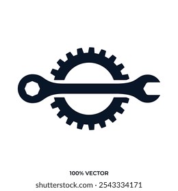 Wrench and gear icon Logo Design vector Illustration