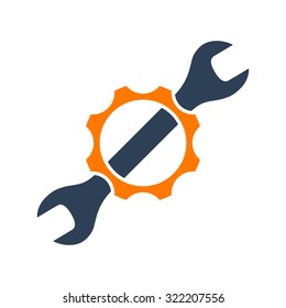 Wrench and gear icon, logotype