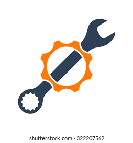 Wrench and gear icon, logotype