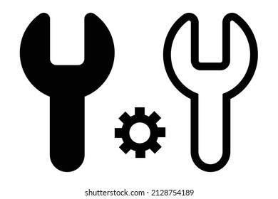 Juego de iconos de llave y marcha. Vectores editables.