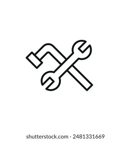 Wrench and gear icon. Simple icon for maintenance, mechanical work and system adjustments. Ideal for industrial and engineering applications in web design and user interfaces. Vector illustration.