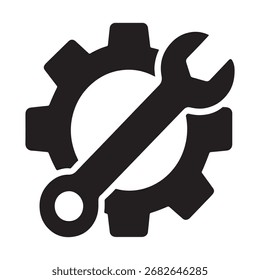 Wrench and Gear Icon – Tools and Settings Symbol, Repair and Maintenance Concept