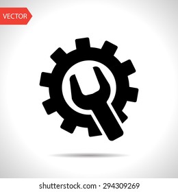 Wrench and gear icon, vector illustratoon