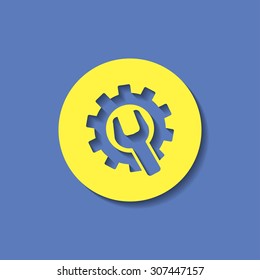 Wrench and gear icon, vector illustratoon