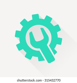 Wrench and gear icon, vector illustratoon