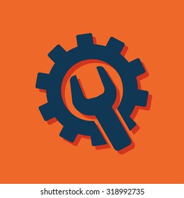Wrench and gear icon, vector illustratoon