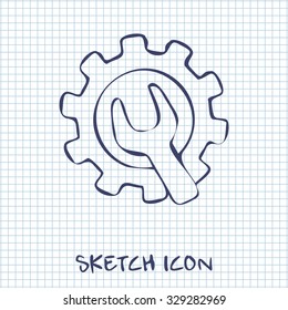 Wrench and gear icon, vector illustratoon