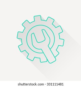 Wrench and gear icon, vector illustratoon