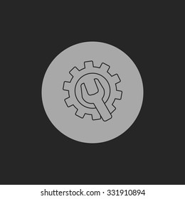 Wrench and gear icon, vector illustratoon