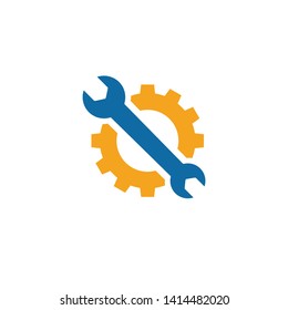 wrench gear icon vector. gear mechanic repair vector