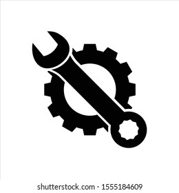 Wrench and Gear isolated icon on white background.