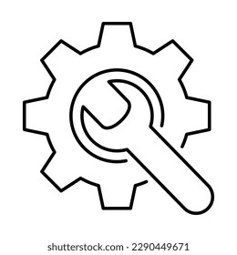 Wrench and gear line icon. Design can use for web and mobile app. Vector illustration