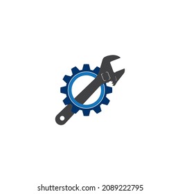 Wrench and gear logo vector illustration design template.