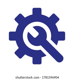 Wrench and gear preferences or configurations flat vector blue icon. Can be used for Web, Mobile, app, Infographic and Print. EPS 10 Vector illustration. 