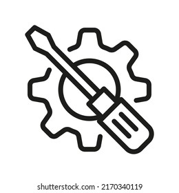 Wrench and Gear, screwdriver. Help and support icon Vector.