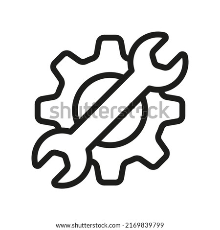 Wrench and Gear, screwdriver. Help and support icon Vector.