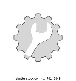 
wrench and gear setting flat design logo icon