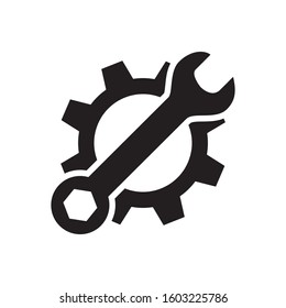 wrench and gear, setting icon, glyph style