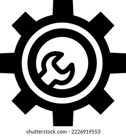 wrench and gear, setting icon, line style on white background..eps