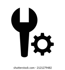 Wrench and gear silhouette icon set. Customization and editing. Vectors.