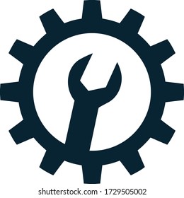 Wrench Gear Silhouette representing Machine Shop Sign. 