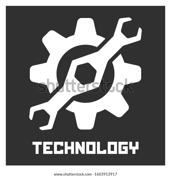 Wrench and\
gear symbol. Repair service logo\
template.