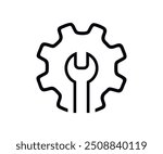 Wrench and gear thin line icon. Industry flat, gear, machine, mechanic, repair wheel wrench vector design and illustration. 