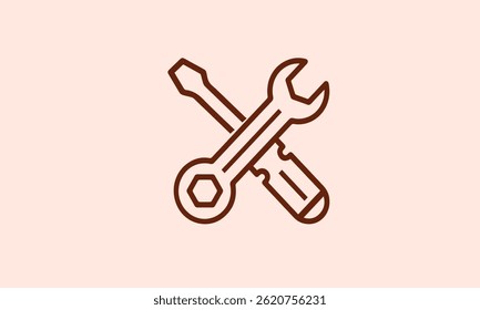 Wrench with gear thin line icon