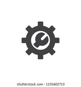 Wrench with gear vector icon. filled flat sign for mobile concept and web design. Maintenance simple solid icon. Settings symbol, logo illustration. Pixel perfect vector graphics