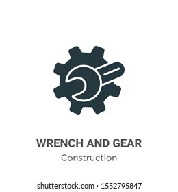 Wrench and gear vector icon on white background. Flat vector wrench and gear icon symbol sign from modern construction collection for mobile concept and web apps design.
