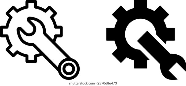 "Wrench Gear Vector Icon Set: Industrial and Mechanical Design Essentials"