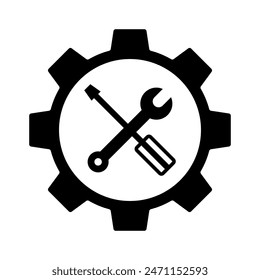 Wrench and gear wheel icon tool icon symbol Vector illustration
