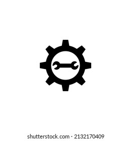 Wrench and gear wheel icon vector flat design wrench tool icon vector illustration Service tools icon on isolated on white background. Vector illustration. Simple key and gear icon
